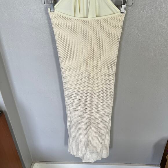 Montce Bone Crochet Ky Maxi Dress Women’s Size S Small Ivory Cutout Long Bodycon - Picture 8 of 11
